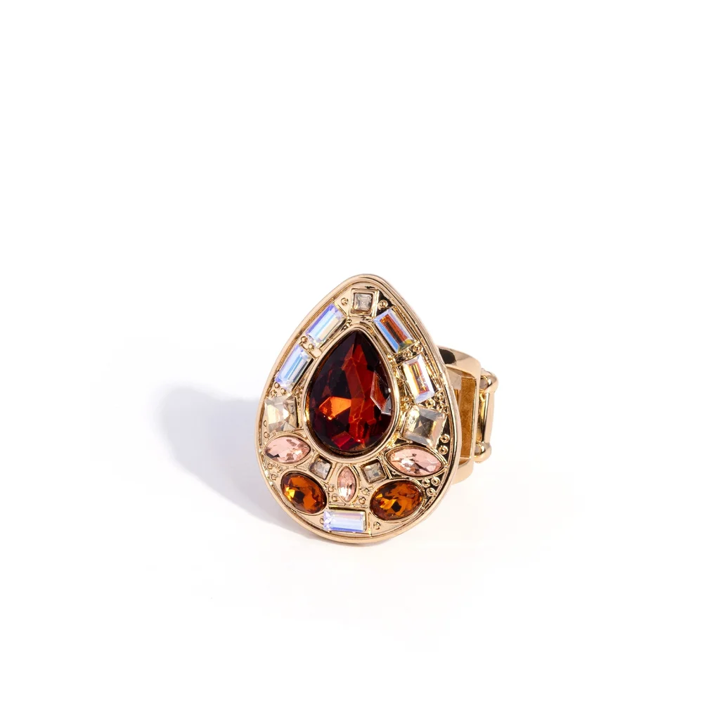 Gold-Tone Multistone Teardrop Pendant Necklace - Picture 4 of 4